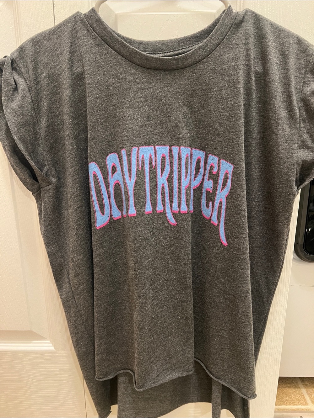 Vici Charcoal Muscle Tee with Blue and Pink 'DAYTRIPPER' Graphic